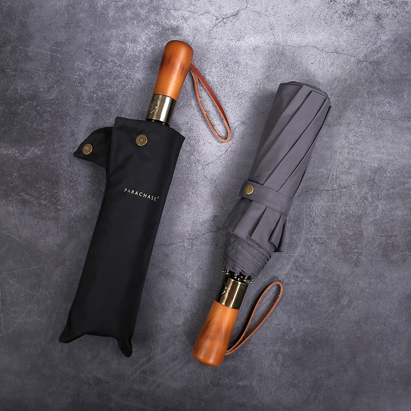 113CM加大伞面复古木柄十骨加固防风全自动折叠商务男士雨伞双人