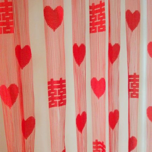 红色喜字门帘 结婚浪漫爱心形挂帘隔断帘 婚庆用品装饰雨丝帘线帘