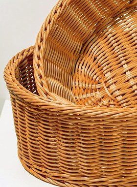 W22005拍一发三仿藤手工椭圆家用储物零食杂物篮收纳篮收纳筐酒店