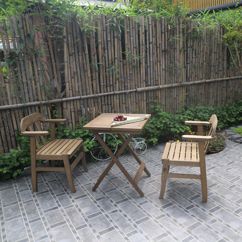 实木可折叠桌小户型户外阳台小桌餐椅简约家用茶桌正方形咖啡桌子