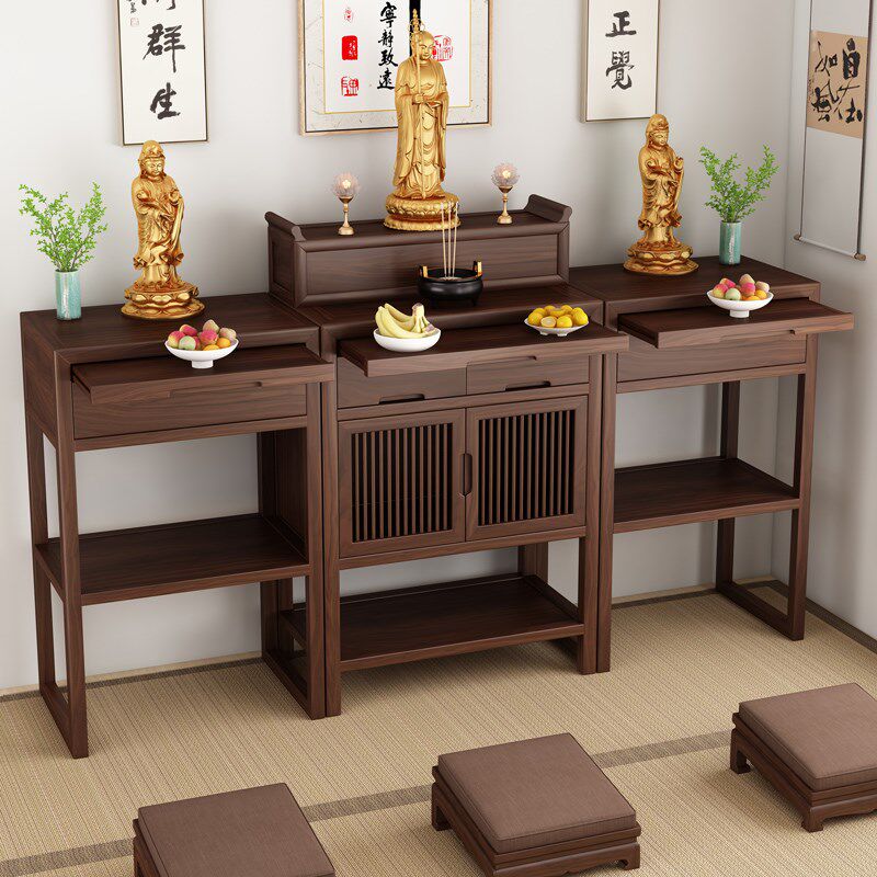 新中式黑胡桃木中式实木小供桌香案家用佛桌观音佛台贡台桌