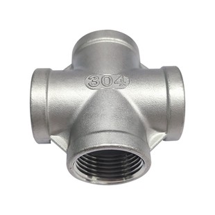 304不锈钢内丝异径正三通四通接头4分6分1寸外丝三通DN