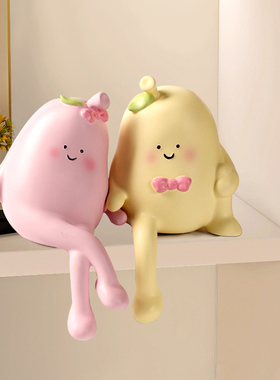 抱抱梨摆件吊脚娃娃创意家居装饰品书架客厅柜情侣结婚礼物送新人