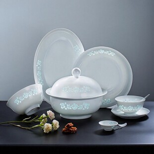 景德镇高温瓷玲珑白瓷餐具高颜值高档轻奢釉下彩家用陶瓷饭碗餐盘