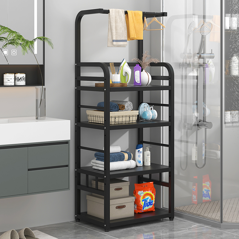 化妆室置b物架落地式浴室厕所洗手间脸盆毛巾收纳层架多层金属免