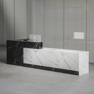 公司前台接待台办公吧台收银台简约现代石材酒店咨询桌定制服务台