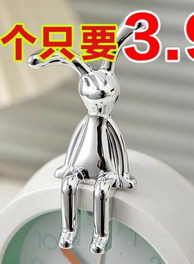 创意网红卡通坐姿长耳兔子摆件轻奢高档客厅电视柜酒柜玄关装饰品