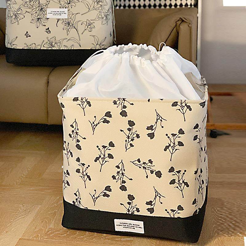 加厚布艺束口折叠收纳筐衣服衣柜被子收纳箱搬家袋子手提收纳桶大,收纳整理,收纳箱,淘宝优惠券,粉丝福利购,淘宝优惠卷