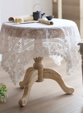 法式 白色蕾丝桌布 韩式小花朵花园  植物花卉盖布搭巾餐桌布加厚