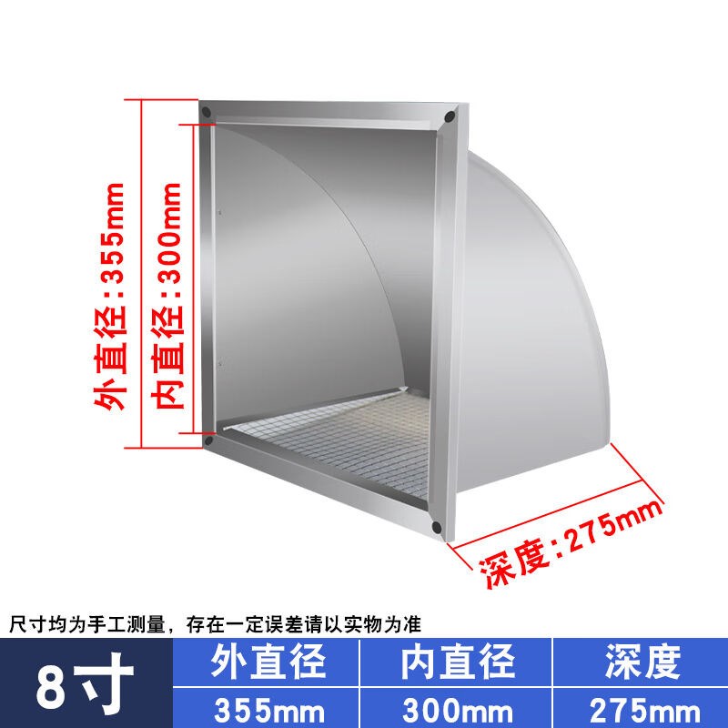 颂余不锈钢外墙通风罩方形厨房餐厅排气扇出风口防雨罩大排风帽