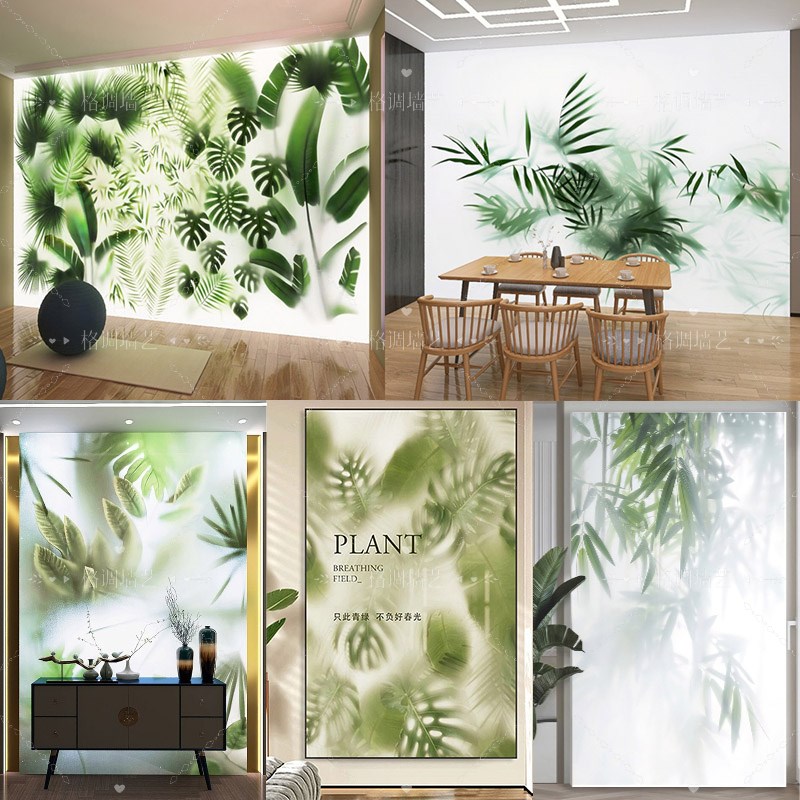 植物发光灯箱软膜绿色背景茶室氛围酒吧咖啡餐厅美容院吧台广告牌