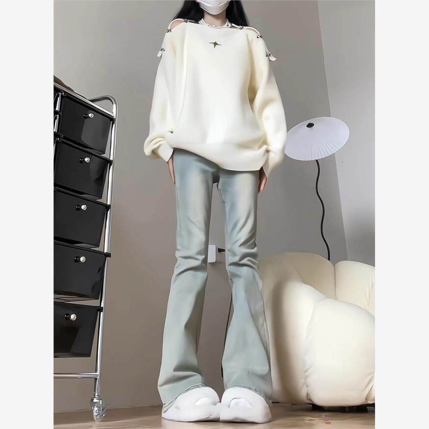 女童裤子春秋款2025新款儿童秋装牛仔裤初中生女孩秋季微喇叭长裤