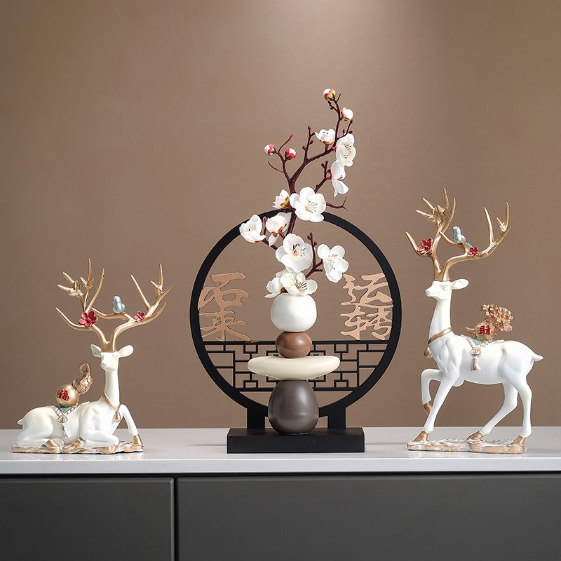 现代新中式高级感软装t家居玄关客厅装门店软装装潢高档摆件