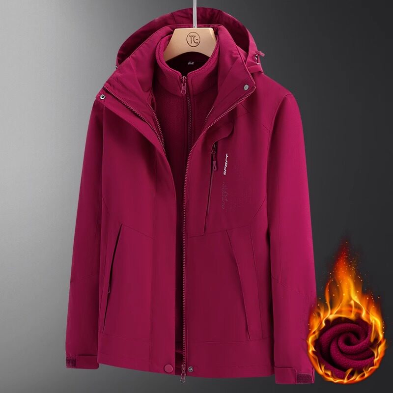 啄木鸟冲锋衣女款三合一可拆卸两件套团体定制登山服户外加绒加厚