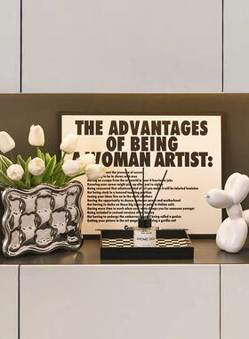 现代简约玄关装饰摆饰黑白气球狗客厅电视酒柜桌面钥匙收纳软装