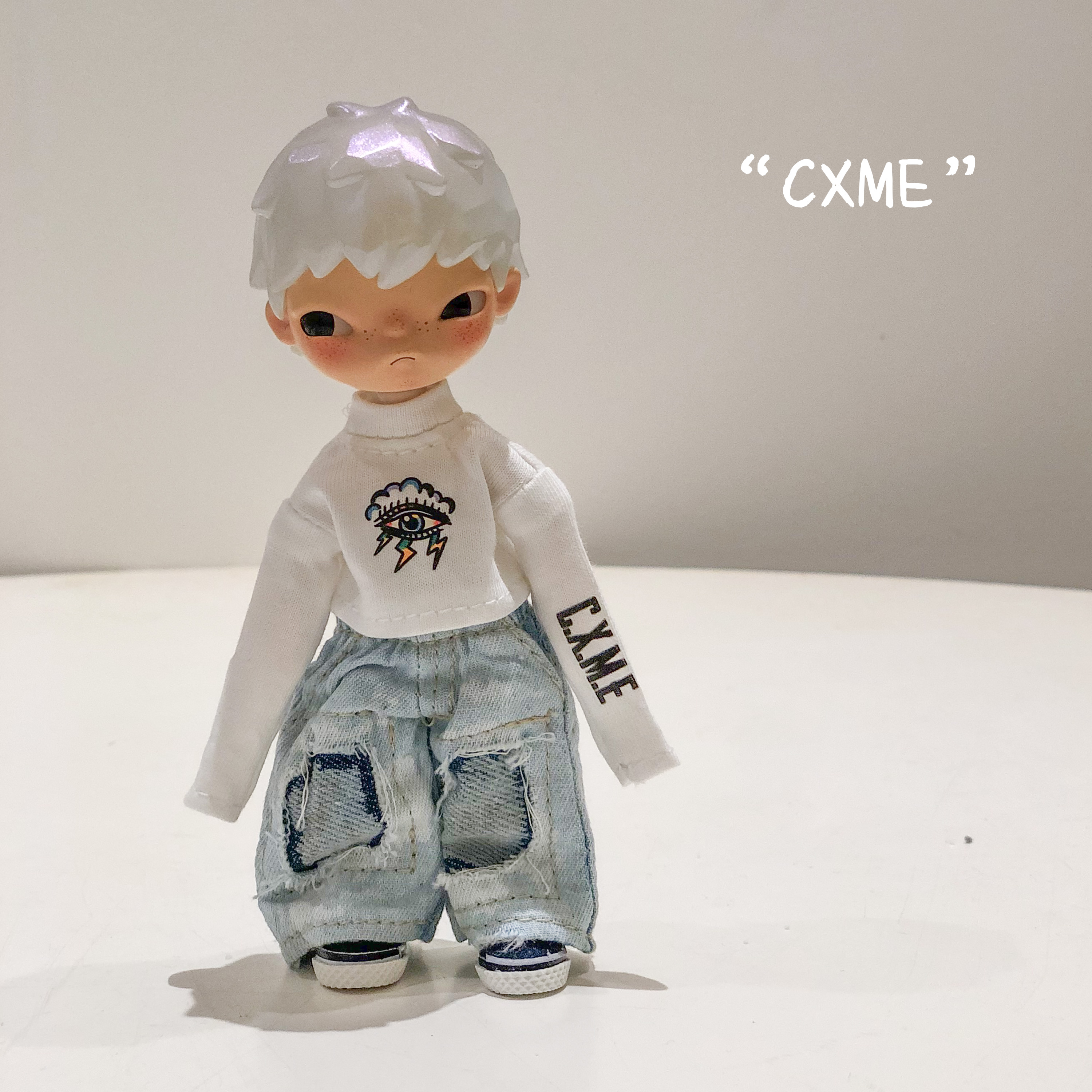 CXME0B11娃衣小野可爱二次元玩偶粘土人嘎子衣服破坏废土风牛仔裤