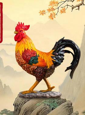 公鸡摆件吉祥物大吉大利客厅展示柜装饰品仿真玄关入户招财鸡乔迁