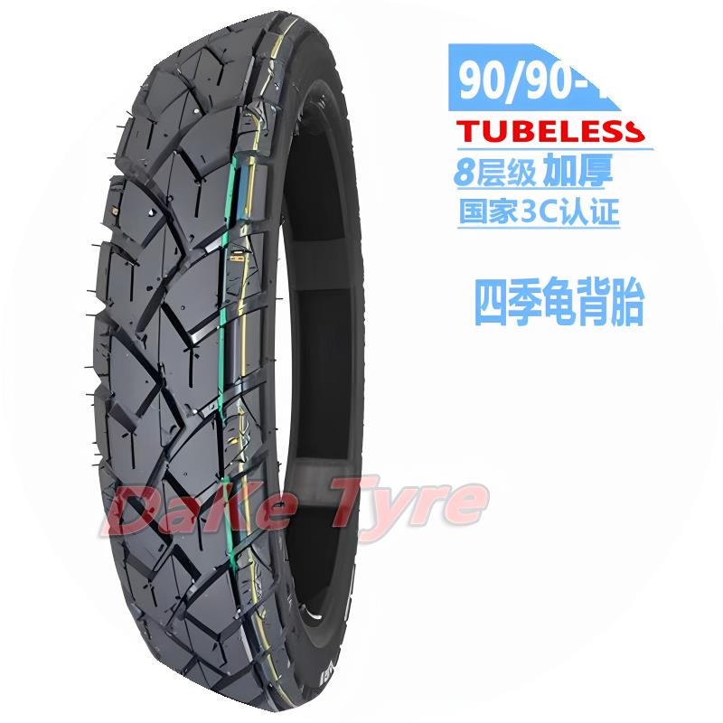 摩托车外胎90/90-17前轮QJ150/125-26御龙半热熔真空胎90 90 17