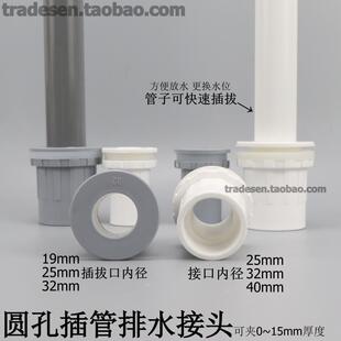 鱼缸圆孔排水接头平头插管下水口海鲜池排污管件水池水位管强排口