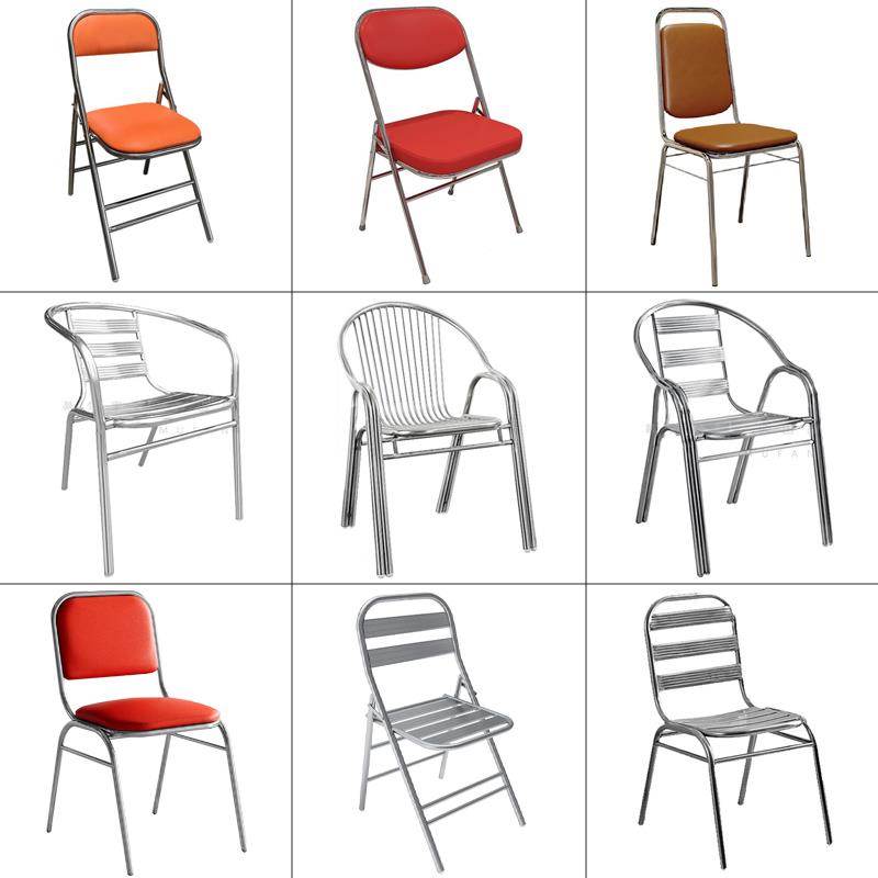 工业风格不锈钢椅子商业餐厅靠背凳子户外大排档烧烤店餐桌折叠椅