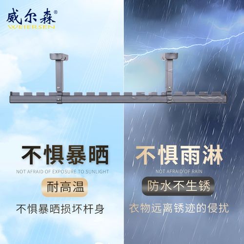 晾衣杆阳台顶装固定式晾衣架单杆室内加厚铝合金凉衣杆简易家用