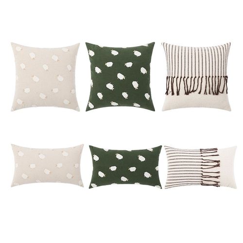 现代小新流苏刺绣抱枕靠垫办公椅客厅沙发民宿抱枕样板间