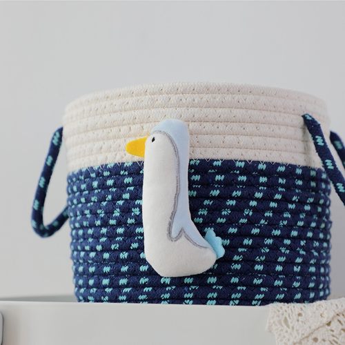 棉绳编织可爱零食收纳筐杂物收纳盒创意家用储物盒床头置物篮