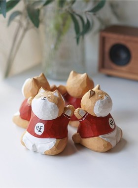 Joe的小作坊/手工旺柴小木雕摆件可爱桌面装饰新年礼物女生礼物