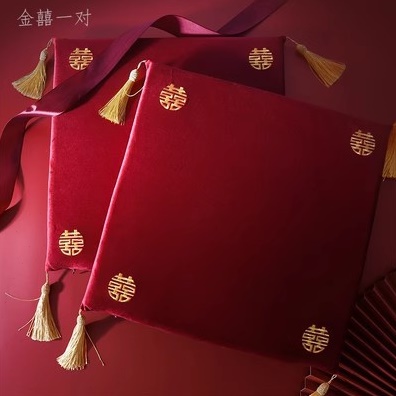 婚庆用品跪垫结婚红色喜字坐垫新人坐福垫一对改口敬茶垫婚礼喜垫