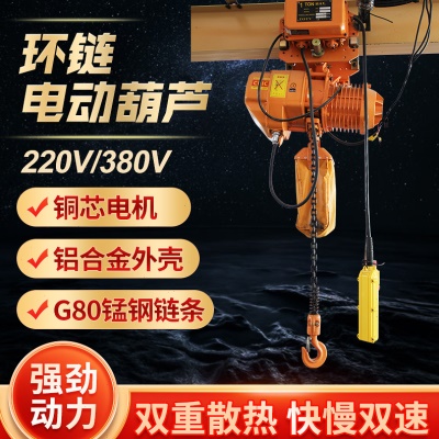 多功能铝壳链条起重机装修吊料小型提升机一吨5吨环链电动葫芦