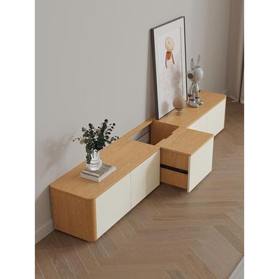 原木风实木多层板抽拉电视柜茶几组合客厅家用小户型简约落地柜