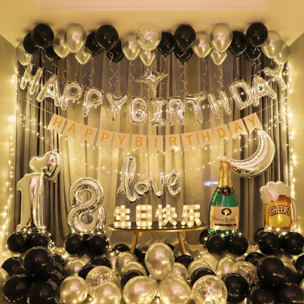 网红男孩女孩生日装饰场景布置男朋友18岁快乐派对背景墙气球用品