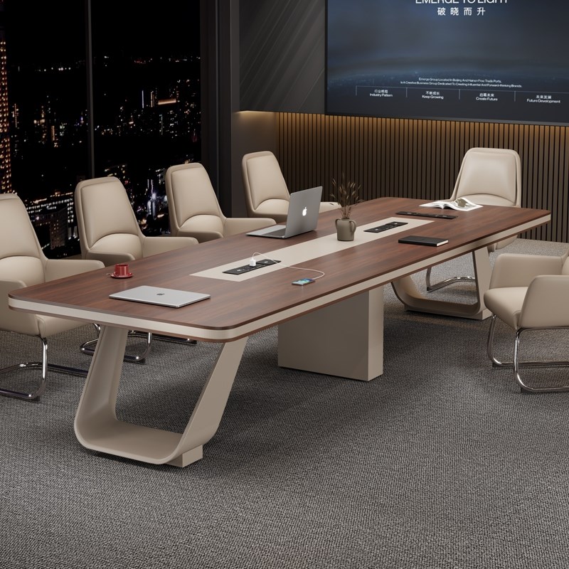 办公会议桌椅组合长桌大型长方形洽谈桌公司会议T室轻奢高级感家