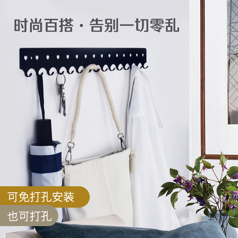 厨房挂钩强力粘胶l墙上壁挂衣钩免打孔不锈钢门后玄关门口钥匙挂