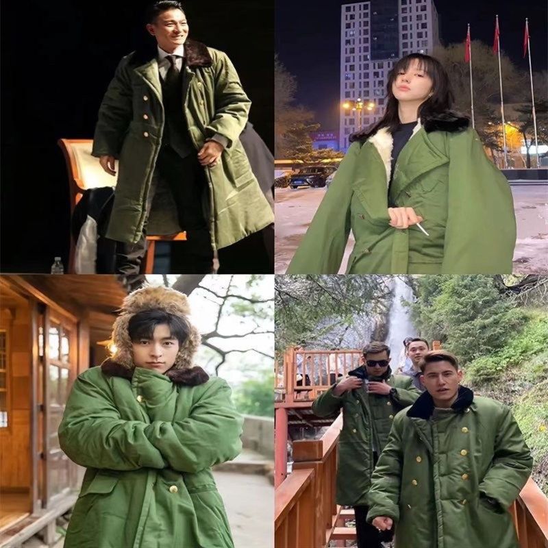 新款军大大衣男款冬季加厚加长女防寒棉服东北棉袄老式军棉绿大衣