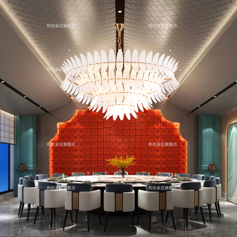 高档包厢吊灯酒店大堂宴会厅餐厅包间灯别墅大厅客厅W轻奢玻璃灯