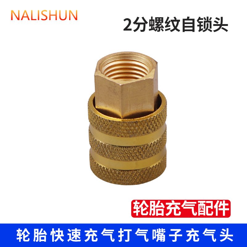 自锁轮胎快速充气打气嘴充气头插管快插接头纯铜车载胎压表管