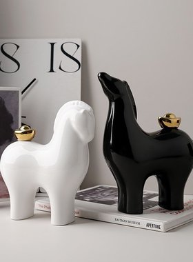 贝汉美马上有钱陶瓷摆件客厅酒柜电视柜办公室装饰品乔迁新居礼品