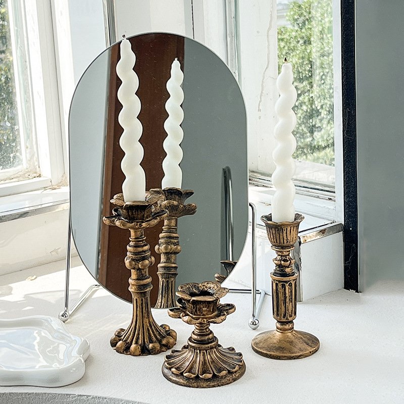 法式古典金色蜡烛台装饰摆件欧式复古怀旧陈列拍摄道具婚礼装饰品