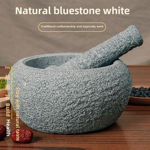 家用石臼天然青石蒜臼研杵药罐研磨蒜石臼蒜削皮机蒜压机