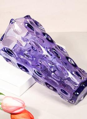 B233 紫色花口玻璃花瓶透明网红新款水培器皿花瓶