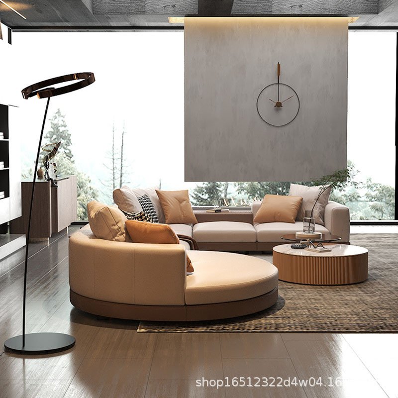 圆贵妃大户型意大利设计师康纳利异形转角U形样板房棉麻布艺沙发