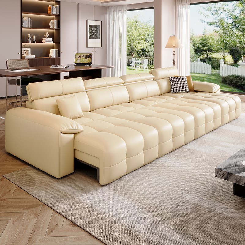 电动沙发功能真皮客厅可调节可趟可E睡伸缩直排三人位新款一体两