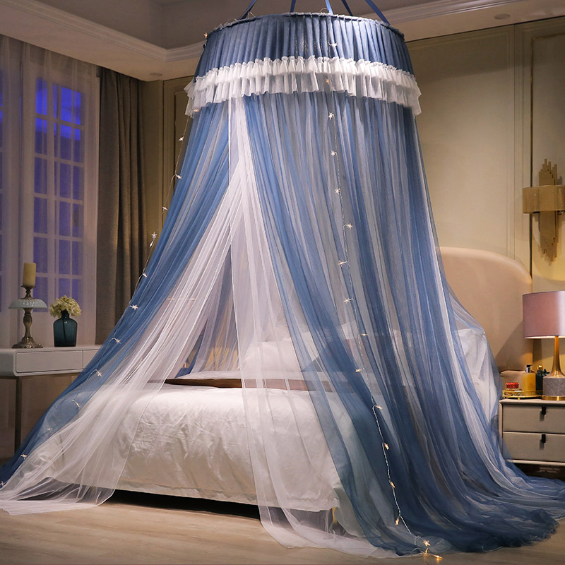 2022免安装i蚊帐圆顶吊式双层纱单开门家用公主风卧室加大吸顶单