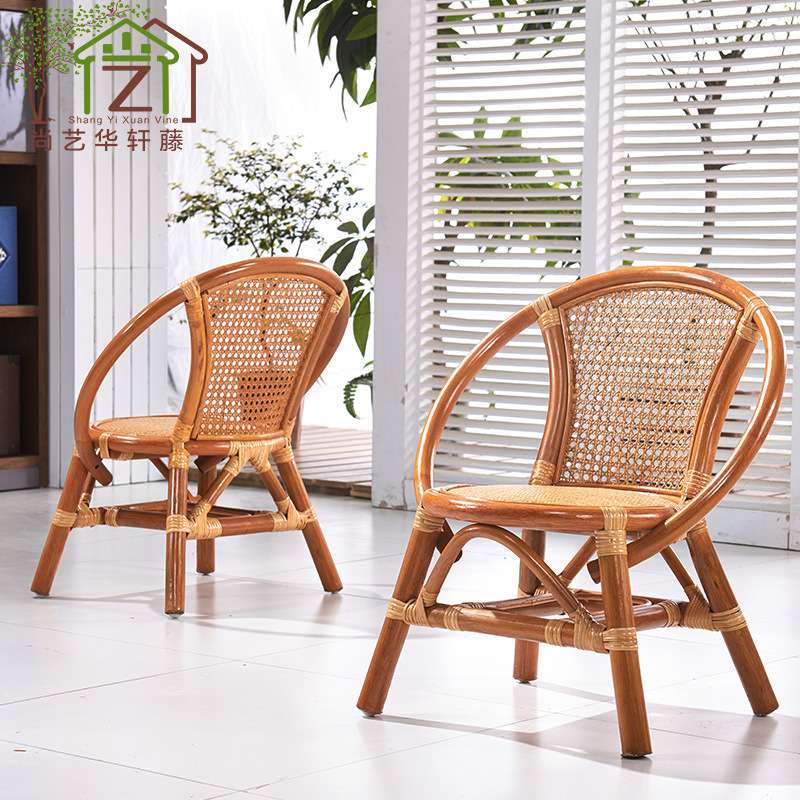 真藤椅子休闲藤椅小椅子靠背椅茶楼椅户外阳台藤编藤椅单件小藤椅