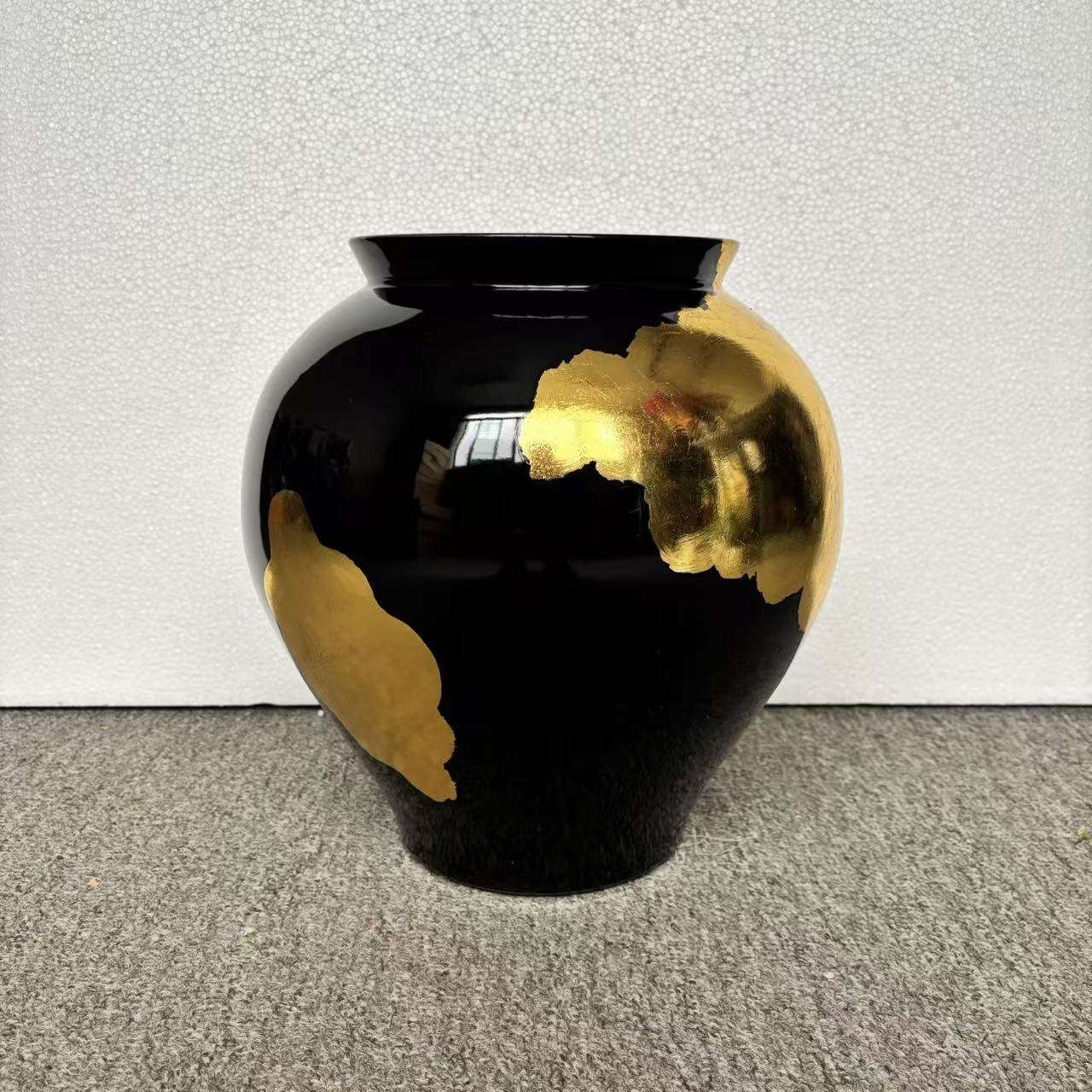 新中式创意手绘贴金铂陶瓷陈设饰品摆件样板房间酒店办公室玄关