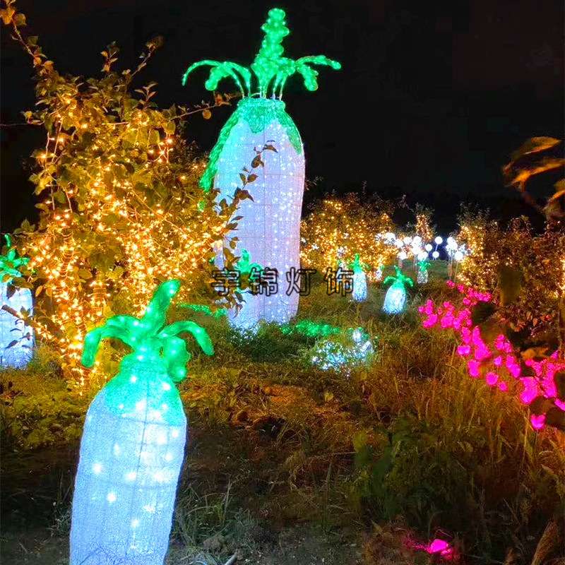 梦幻灯光节动物造型 木瓜树图案灯 海洋生物主题过街灯 LED荷花