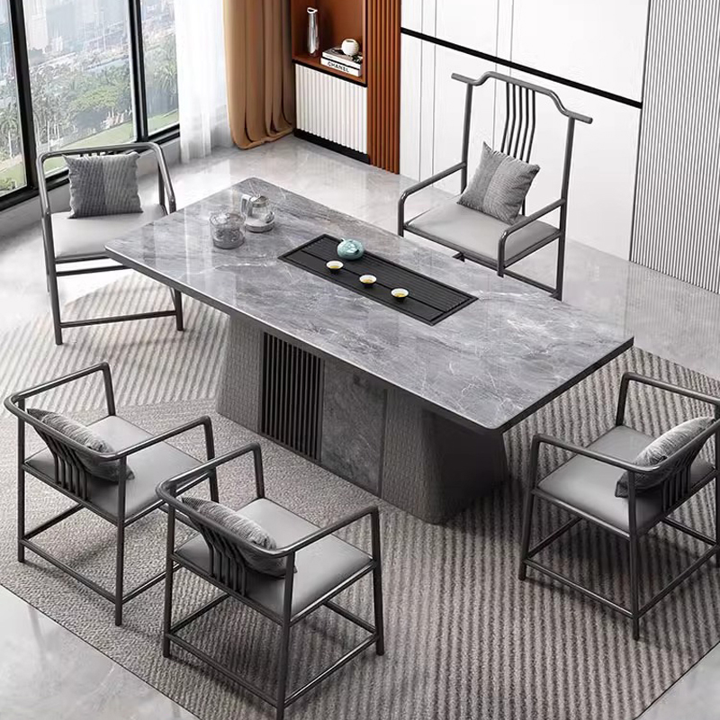 轻奢岩板茶桌椅组合办公室泡茶台桌家用客厅阳台茶台茶具简约现代