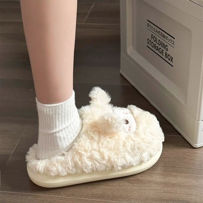 可爱小绵羊棉拖鞋女n冬季室内居家包头保暖防滑厚底毛绒月子鞋软
