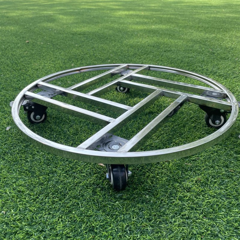 不锈钢圆b形移动大花盆底座万向轮带刹车乌龟车花架盆景架子网红